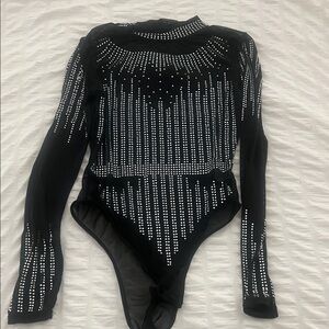 Sheer rhinestone bodysuit